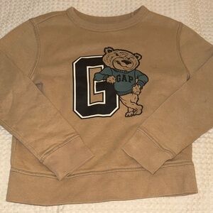 GAP Kids Tan Sweatshirt with Bear and Letter Graphic